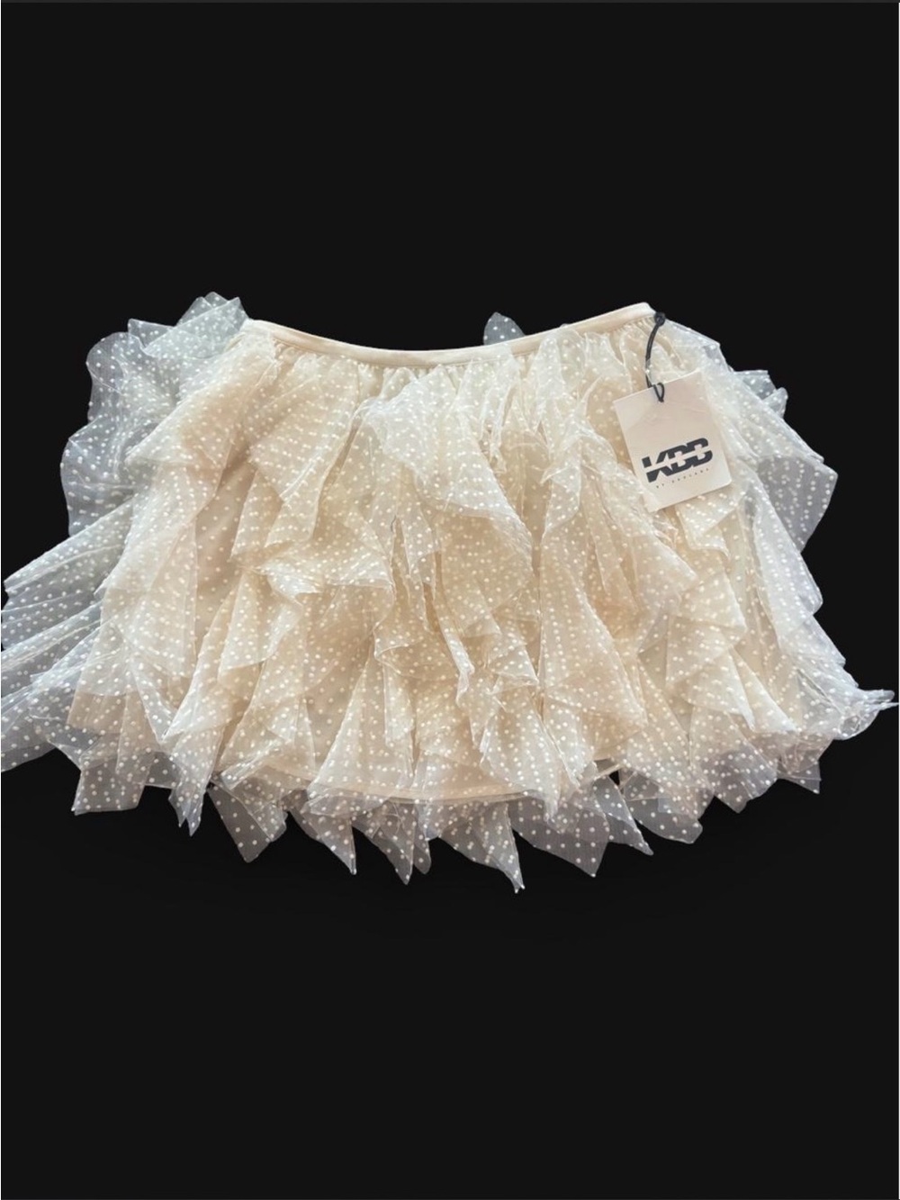 KBB Cream Polka-Dot Ruffle Tulle Skirt